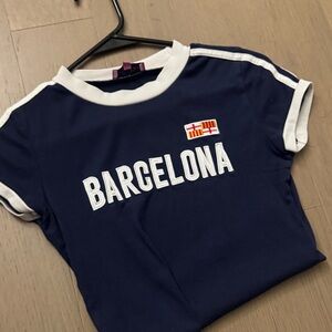 Edikted blue barcelona crop shirt